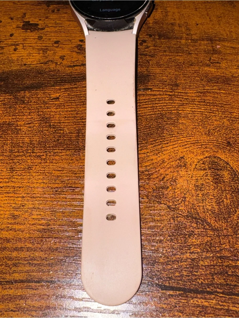 Samsung Galaxy Watch4 Silver Case with Light Pink Beige Band
